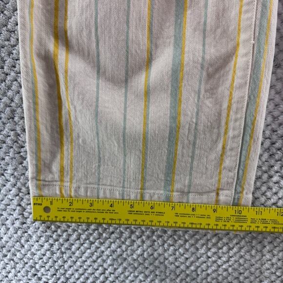 Madewell Pants Womens 24P Yellow Striped Emmett Wide Leg Crop High Rise Trouser - Picture 14 of 15